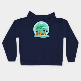 Pirate on his island Kids Hoodie